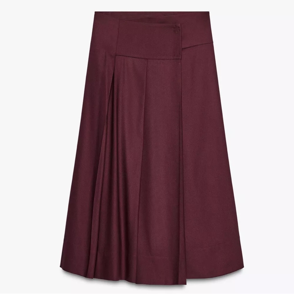 NEW ZARA BURGUNDY
WRAP A LINE SKIRT PLEATED MIDI
MAXI 8867/666